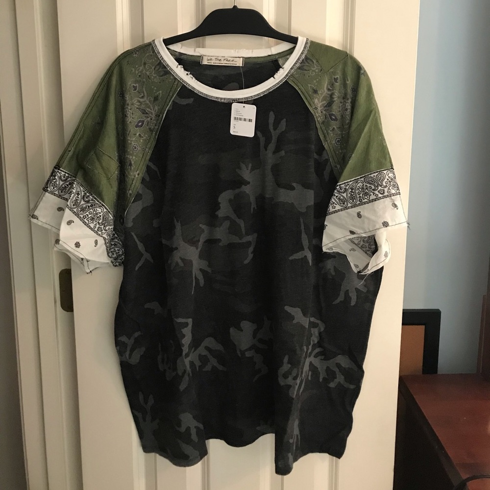 Free People mixed media T-shirt